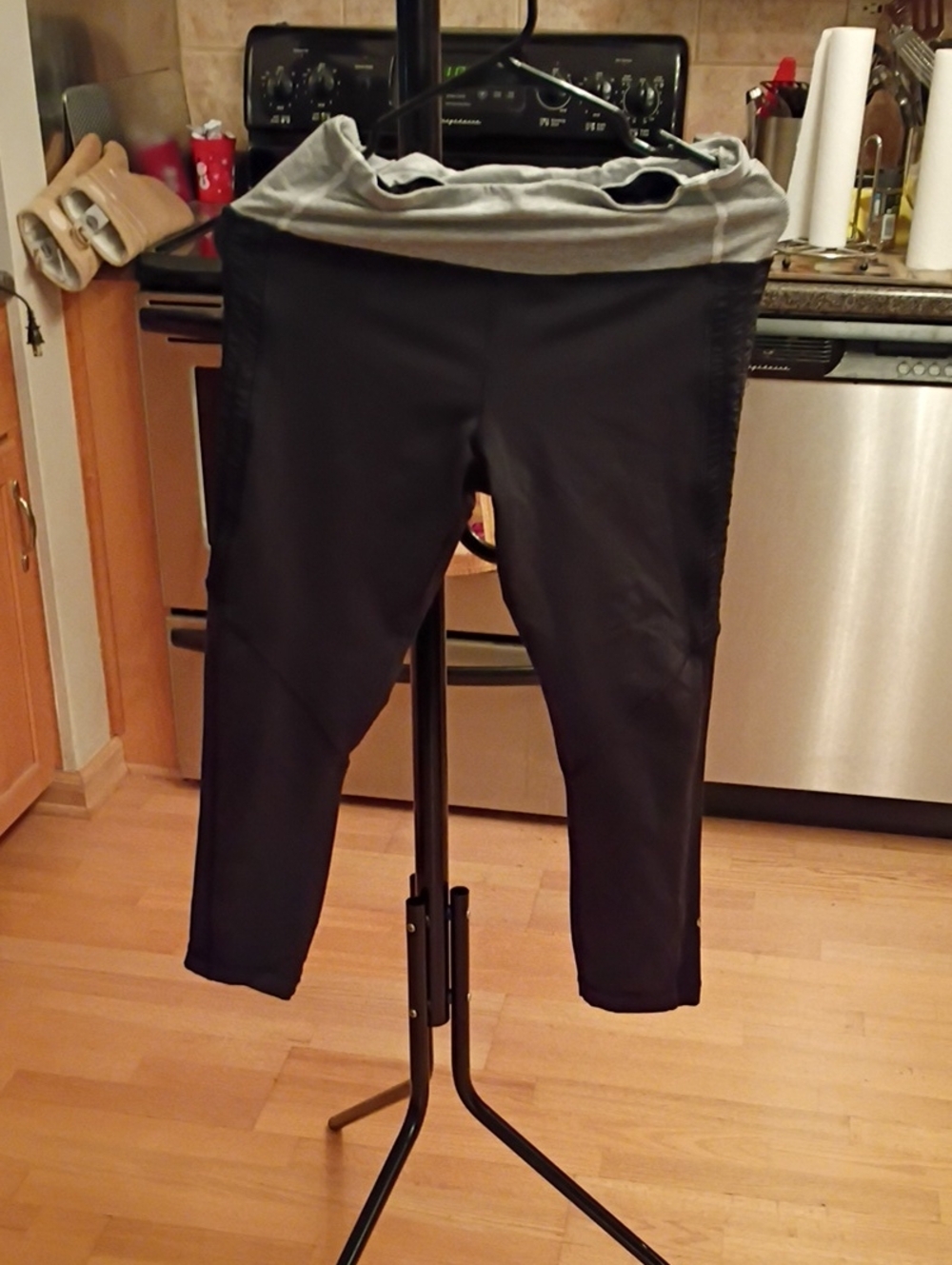 lululemon athletica Blue Leggings with Light Gray Fold-Over Waist